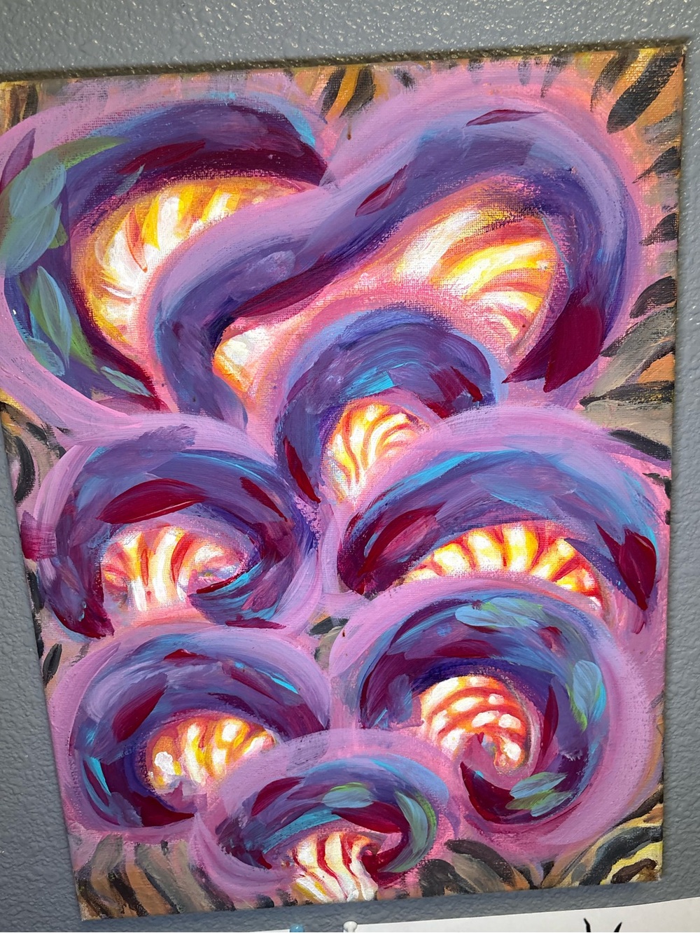 Hand-Painted Abstract Canvas Art in Purple and Pink